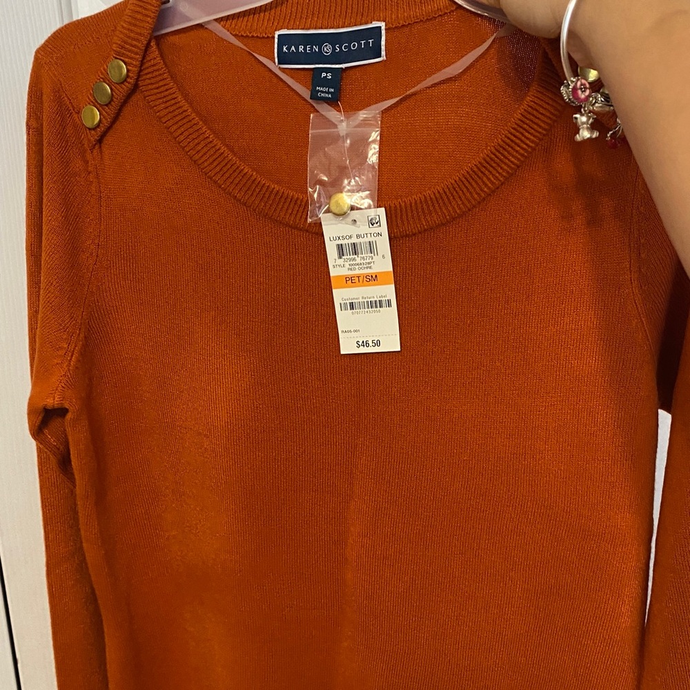 Karen Scott Women's Burnt Orange Crew Neck Sweater